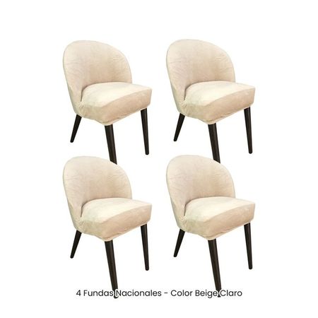 4 Fundas Nacionales de Terciopelo para Silla Vintage Curva - Beige Claro Beige