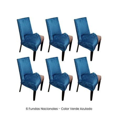 6 Fundas Nacionales de Terciopelo para Silla Butaca Curva - Verde Azulado Verde Jade