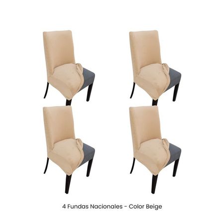 4 Fundas Nacionales de Terciopelo para Silla Butaca Curva - Beige Beige