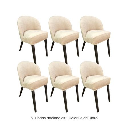 6 Fundas Nacionales de Terciopelo para Silla Vintage Curva - Beige Claro Beige