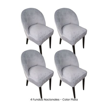4 Fundas Nacionales de Terciopelo para Silla Vintage Curva - Plata Plata