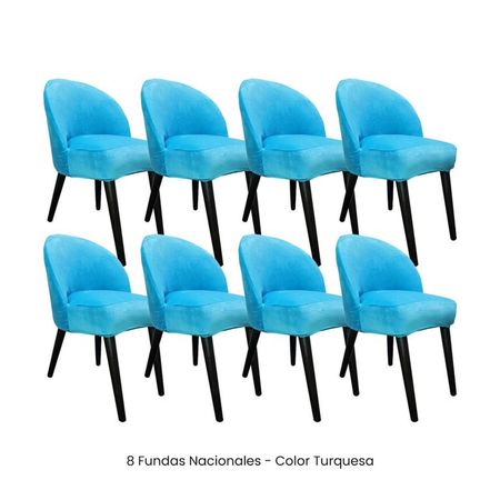 8 Fundas Nacionales de Terciopelo para Silla Vintage Curva - Turquesa Turquesa