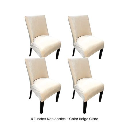 4 Fundas Nacionales de Terciopelo para Silla Butaca Curva - Beige Claro Beige