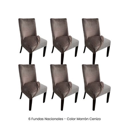 6 Fundas Nacionales de Terciopelo para Silla Butaca Curva - Marrón Cenizo Marrón