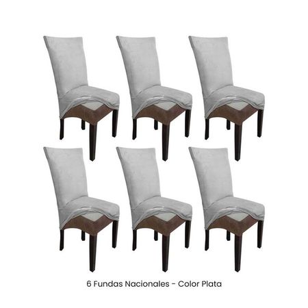 6 Fundas Nacionales de Terciopelo para Silla Recta - Plata Plata
