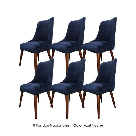 6 Fundas Nacionales de Terciopelo para Silla Brazo - Azul Noche Verde Oscuro