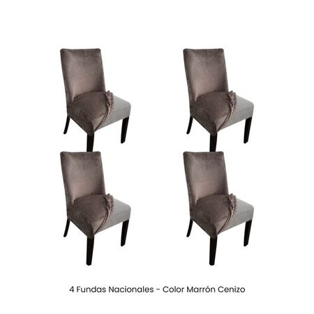 4 Fundas Nacionales de Terciopelo para Silla Butaca Curva - Marrón Cenizo Marrón