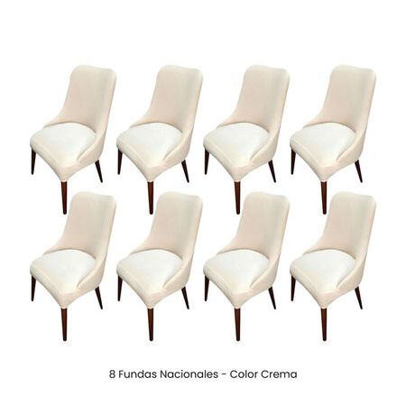 8 Fundas Nacionales de Terciopelo para Silla Brazo - Crema Crema