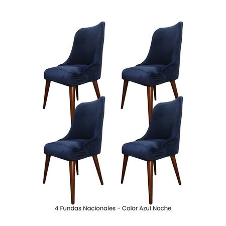 4 Fundas Nacionales de Terciopelo para Silla Brazo - Azul Noche Verde Oscuro