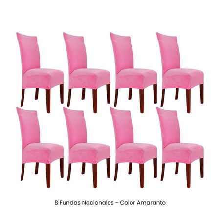 8 Fundas Nacionales de Terciopelo para Silla Recta - Amaranto Rosado