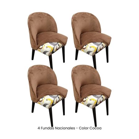 4 Fundas Nacionales de Terciopelo para Silla Vintage Curva - Cocoa Capuccino