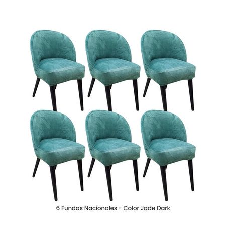 6 Fundas Nacionales de Terciopelo para Silla Vintage Curva - Jade Dark Verde Botella