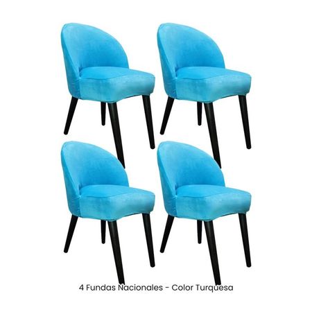 4 Fundas Nacionales de Terciopelo para Silla Vintage Curva - Turquesa Turquesa