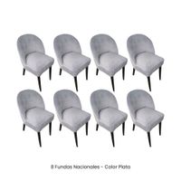 8 Fundas Nacionales de Terciopelo para Silla Vintage Curva - Plata
