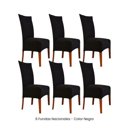 6 Fundas Nacionales de Terciopelo para Silla Recta - Negro Negro