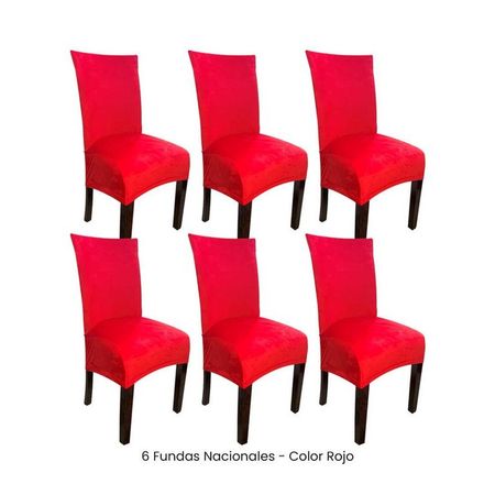 6 Fundas Nacionales de Terciopelo para Silla Recta - Rojo Rojo
