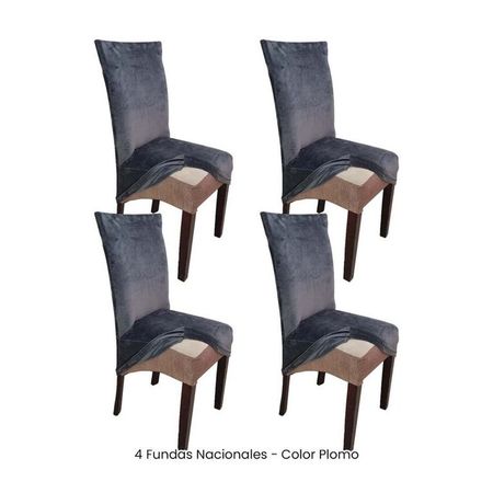 4 Fundas Nacionales de Terciopelo para Silla Recta - Plomo Rata Gris Oscuro