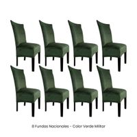 8 Fundas Nacionales de Terciopelo para Silla Recta - Verde Militar