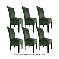 6 Fundas Nacionales de Terciopelo para Silla Recta - Verde Militar