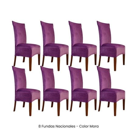 8 Fundas Nacionales de Terciopelo para Silla Recta - Mora Mora