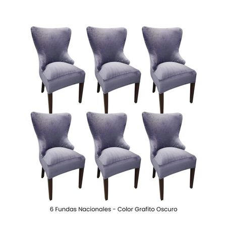 6 Fundas Nacionales de Terciopelo para Silla Princesa - Grafito Oscuro Gris