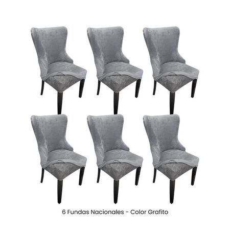 6 Fundas Nacionales de Terciopelo para Silla Princesa - Grafito Gris