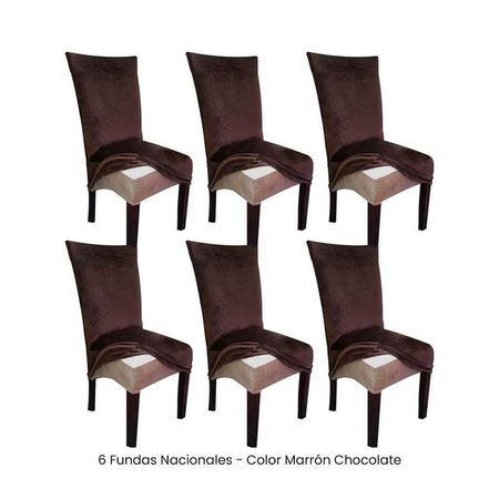 6 Fundas Nacionales de Terciopelo para Silla Recta - Marrón Chocolate Marrón