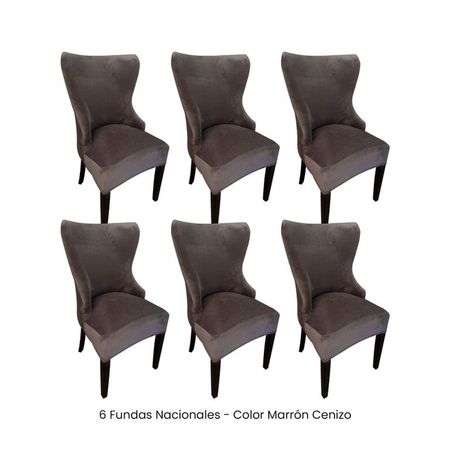 6 Fundas Nacionales de Terciopelo para Silla Princesa - Marrón Cenizo Marrón