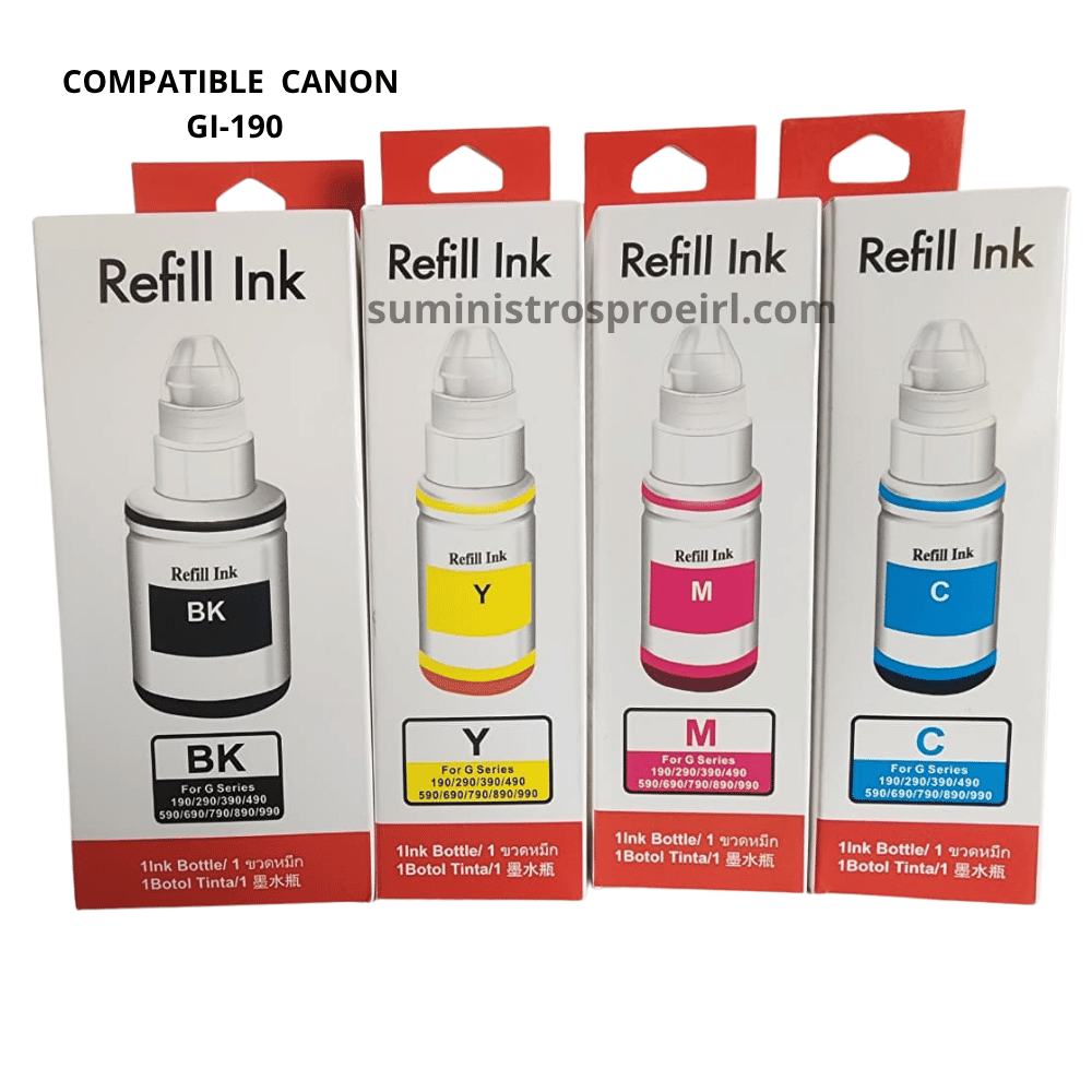 Juego de Tinta para CANON GI-190 compatible