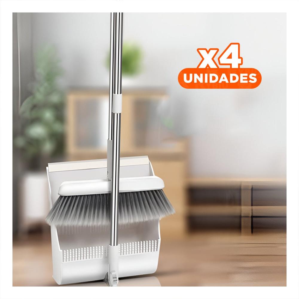 Pack4 Soporte Domestico Magico con Recogedor para Limpieza Diaria de Casa Blanco