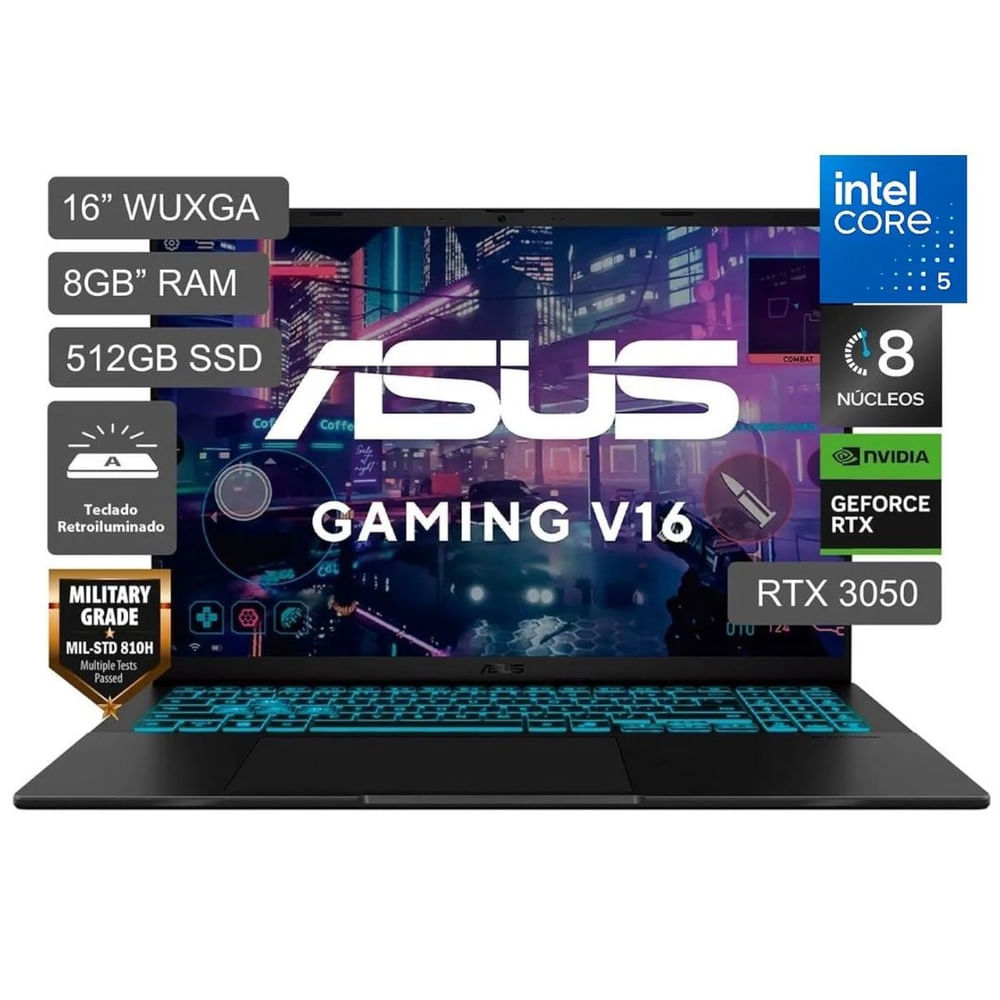 Laptop ASUS Gaming V16 Intel Core 5 210H 8GB RAM 512GB  RTX 3050 6GB 16 WUXGA   V3607VJ-RP067W