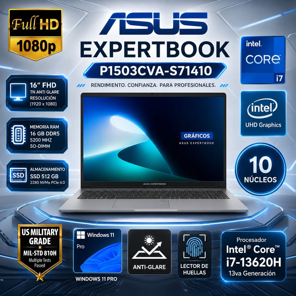 Laptop ASUS ExpertBook 15.6 FHD IPS i7-13620H 32GB 512GB SSD Win11 Pro   P1503CVA-S71410