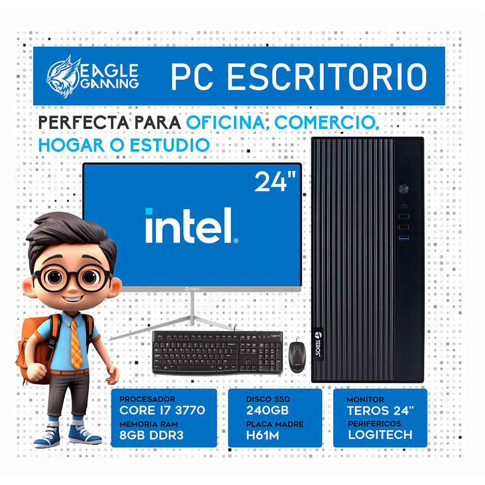 Computadora pc intel core i7 3770 3.4 GHz- RAM 8gb - ssd 250gb monitor 24 FHD