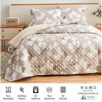 Set de Cubrecama QUEEN con carnero de 5 Piezas + Set Sabanas + Fundas 100% Calidad - 2T