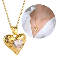 Collar Corazon De Zirconias Cubicas Acero Inoxidable