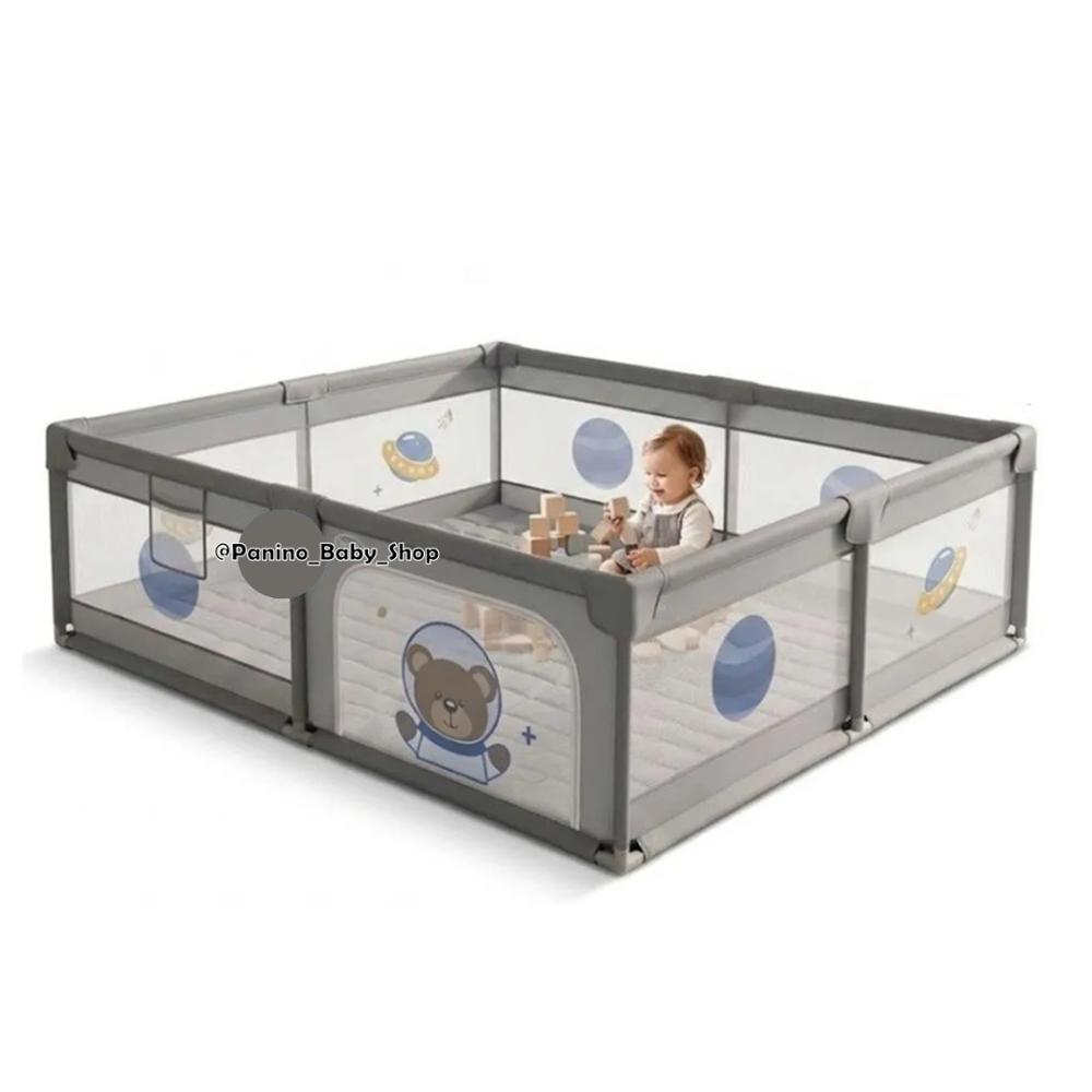 Corral Plegable Playpen 180x150 cm para Bebés -CERCO M- Gris CERCOM-001