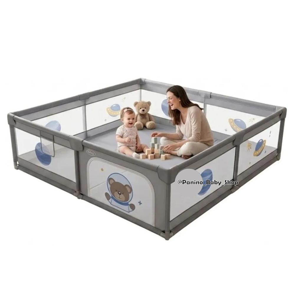 Corral Plegable Playpen 200x200 cm para Bebés -CERCO L- Gris CERCOL-001