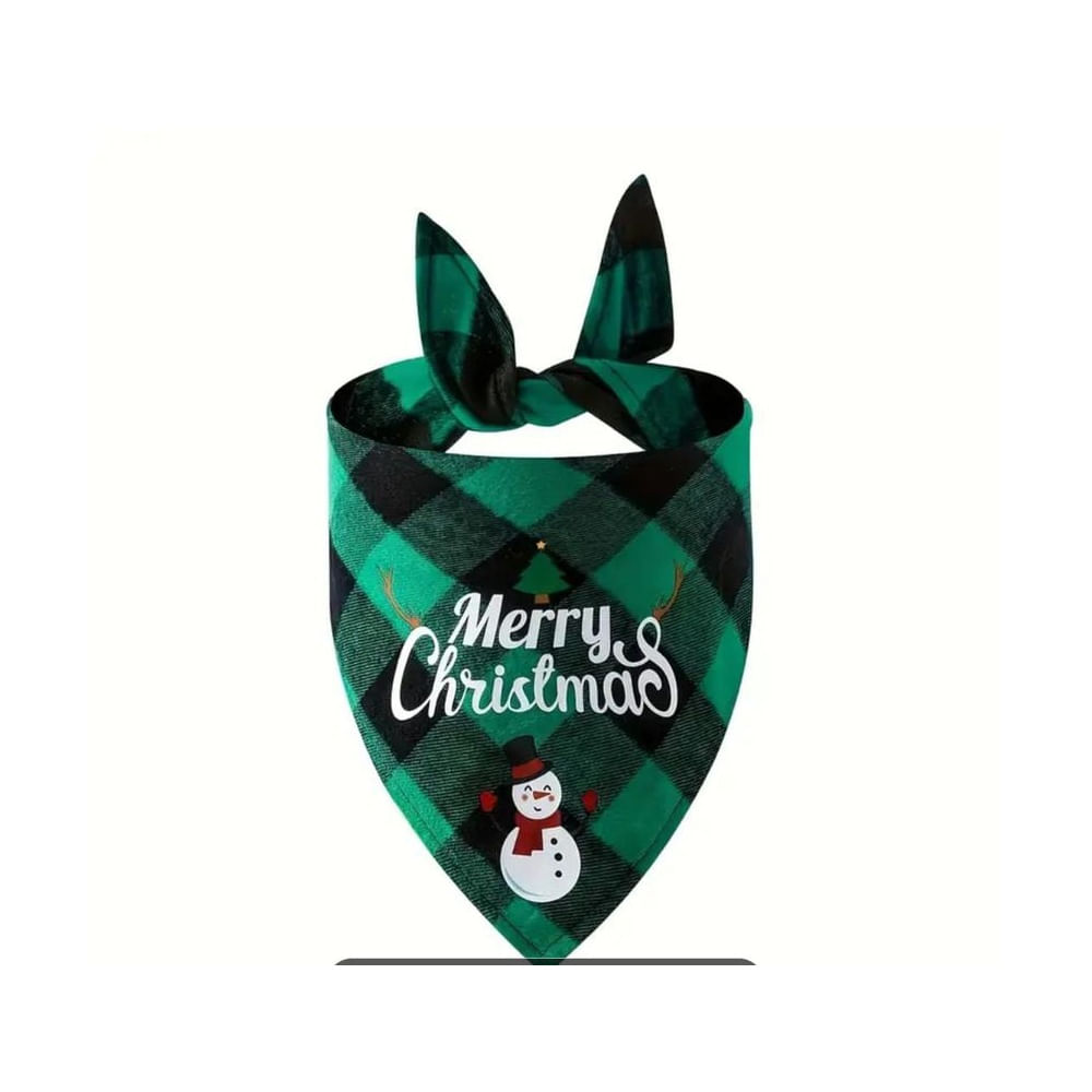 PAÑOLETA NAVIDEÑA PARA MASCOTA DISEÑO MERRY CHRISTMAS VERDE Verde