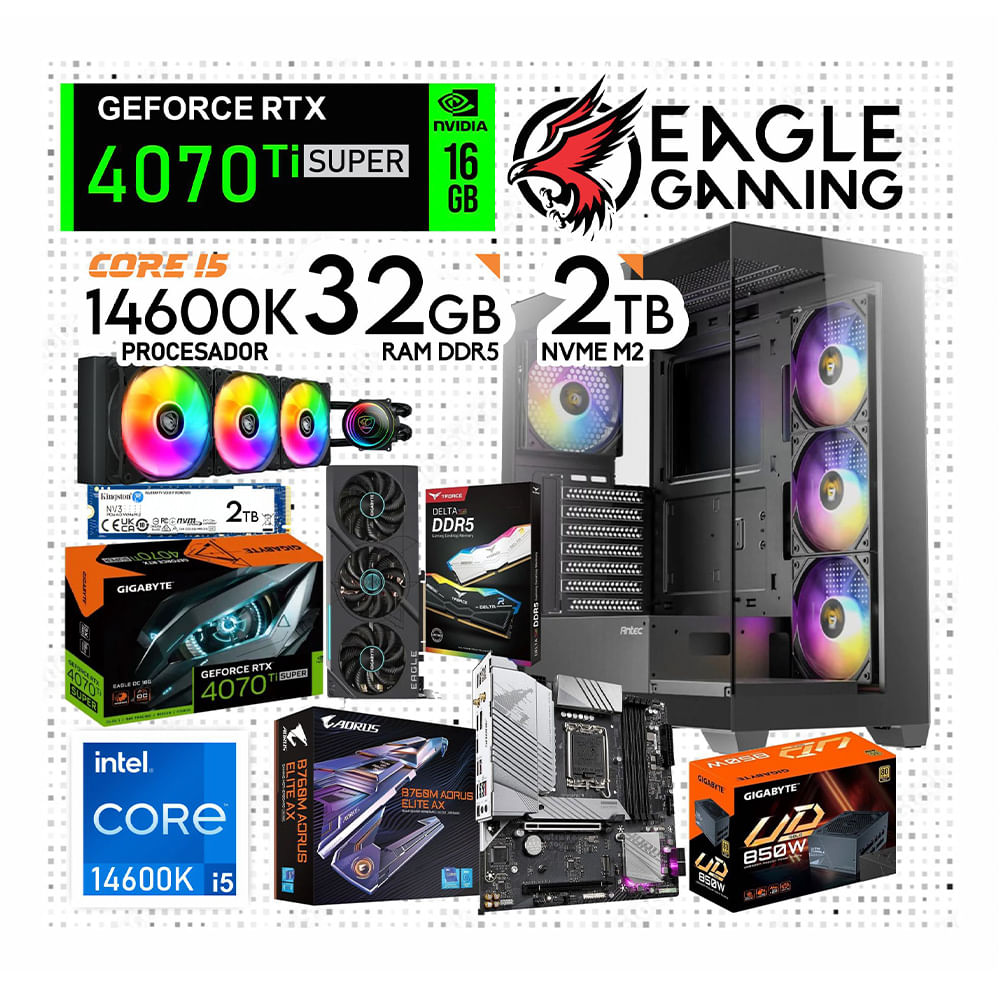 PC GAMER CORE I5 14600K -RAM 32GB -SSD 2TB- GRAFICA RTX 4070TI SUPER 16GB