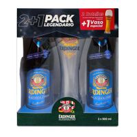 Cerveza sin Alcohol ERDINGER Botella 500ml Pack 2un + Vaso