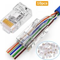 Conector RJ45 CAT6 Pass Through - Pack 10 Unidades