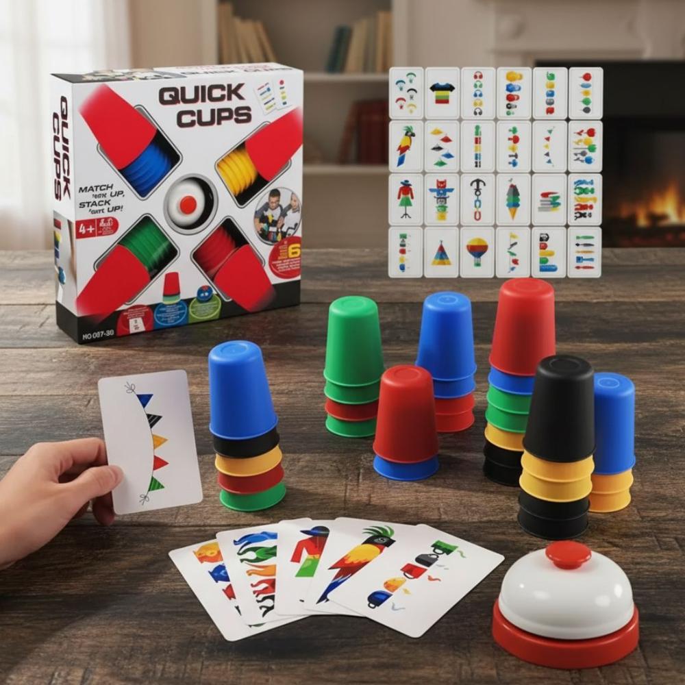 Juego De Mesa Vasos Interactivo Rapidos Apilables Quick Cups Cartas