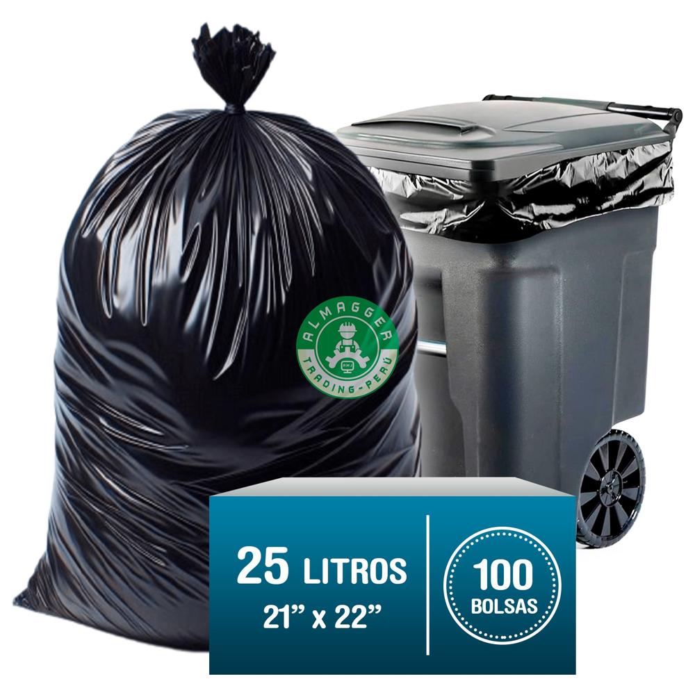 Bolsas De Basura - 25 Litros - x 100 Und. - 21x22 Pulg. Ultra Resistente