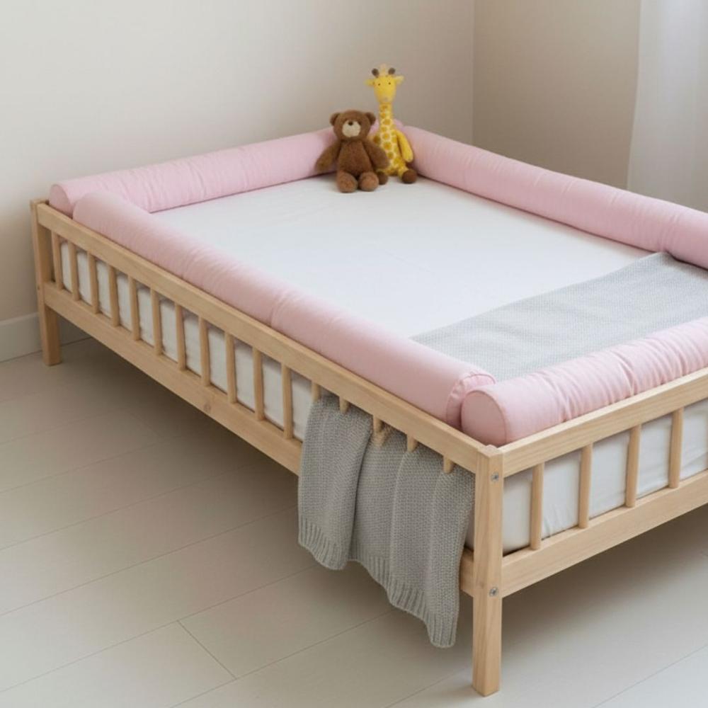 BUMPERS TUBULARES PARA CAMA CUNA MONTESSORI 1.5 PLAZAS - 4 PIEZAS - ROSADO