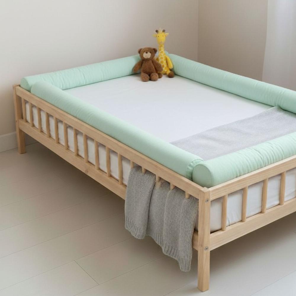 BUMPERS TUBULARES PARA CAMA CUNA MONTESSORI 1.5 PLAZAS - 4 PIEZAS -VERDE AGUA