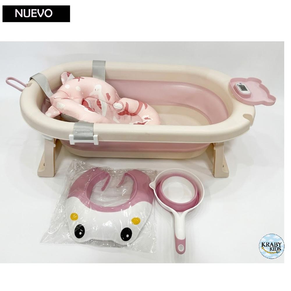 Tina Bañera Plegable Hawai con Termómetro Rosado
