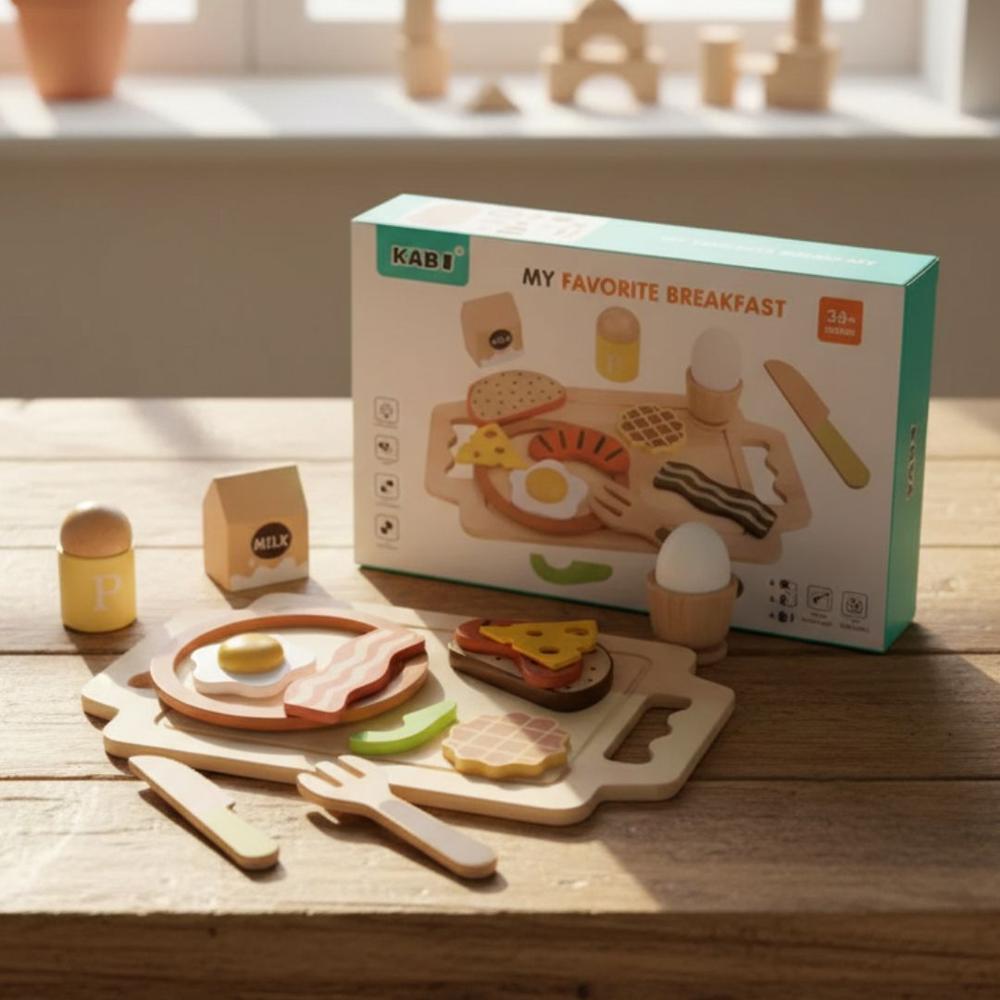 Juego De Desayuno Didáctico Niños Madera Montesori