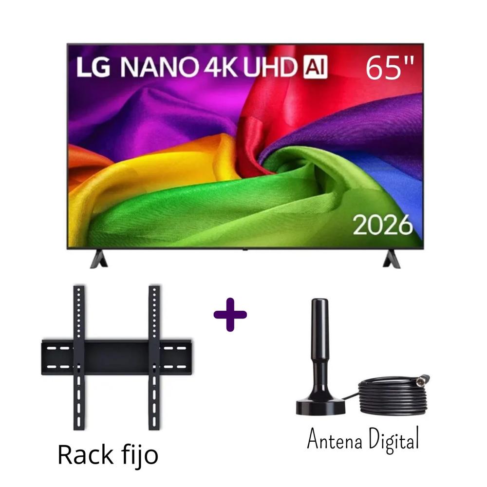 Televisor LG 65 Pulgadas NANOCELL UHD 4K WebOS 65NU800BPSB - Control IA - Antena Digital - Rack Fijo
