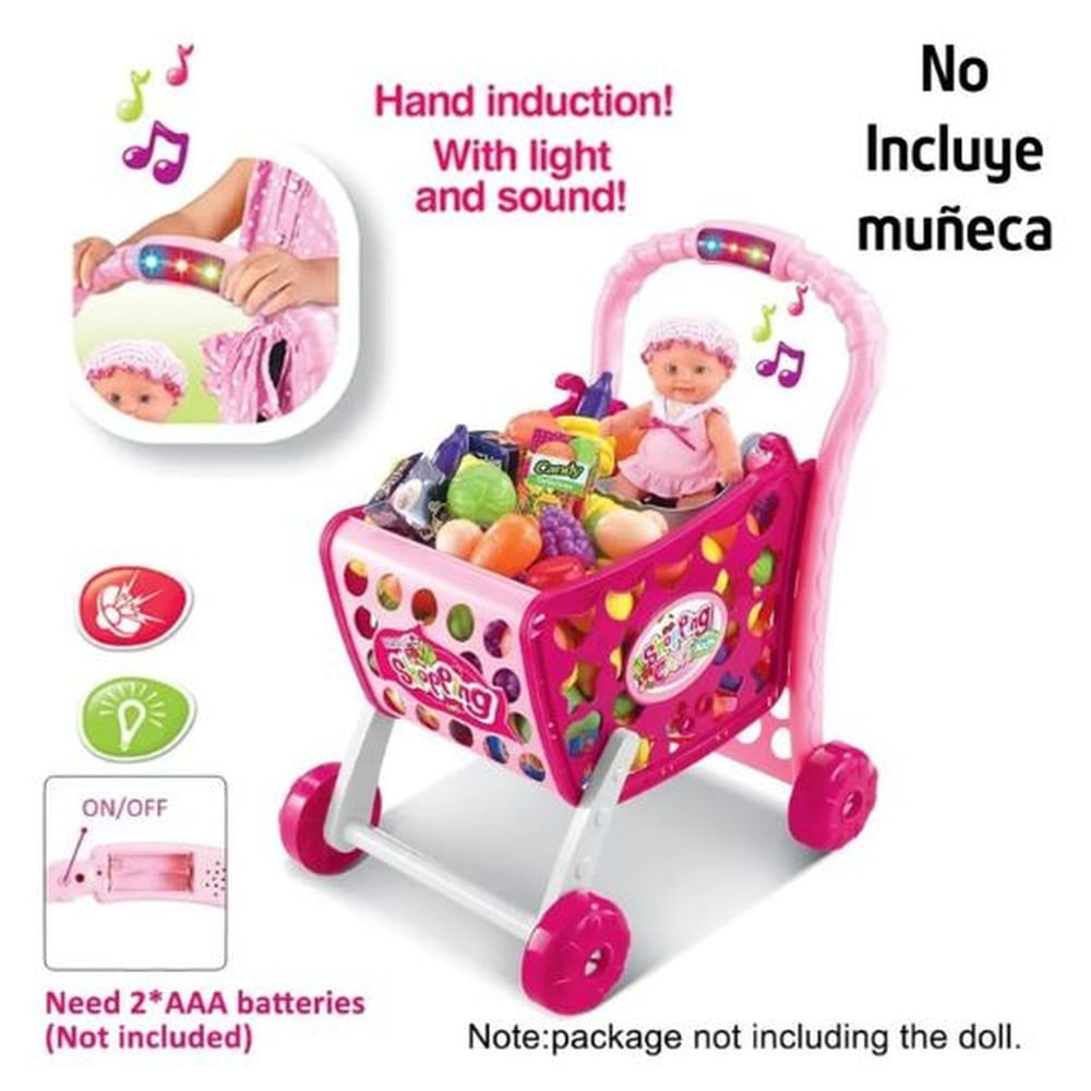 Super Carrito de Compras Rosa Interactivo con Luces Rosado