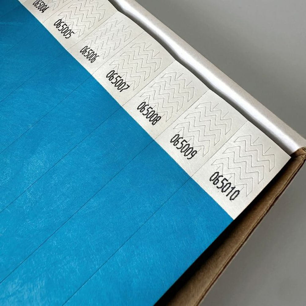 Brazaletes Tyvek Azul Neón 3/4" x1000 Unidades Control de Acceso Eventos Flink Azul